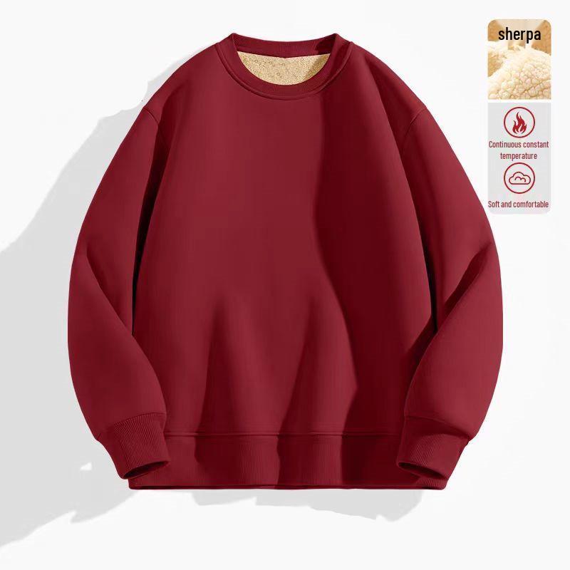 Unisex Lambswool Fleece-Lined Hoodie - Round Neck, Plus Size, 2024 Autumn/Winter Collection, Cozy and Thickened.