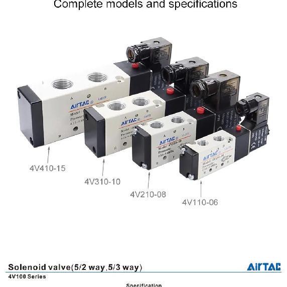 AIRTAC Original Pneumatic 5/2 Way Solenoid Valve 4V110-06 4V210-08 4V310-10 4V410-15 12V 24V 110V 220V Direction Control Valve