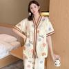 Thin, loungewear bubble foam, new short-sleeved trousers, women's two-piece pajamas, cardigan can be worn outside