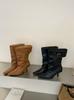Jiang Zhenyu thin heel pointed pleated boots women's autumn new casual versatile high heel pile boots tide