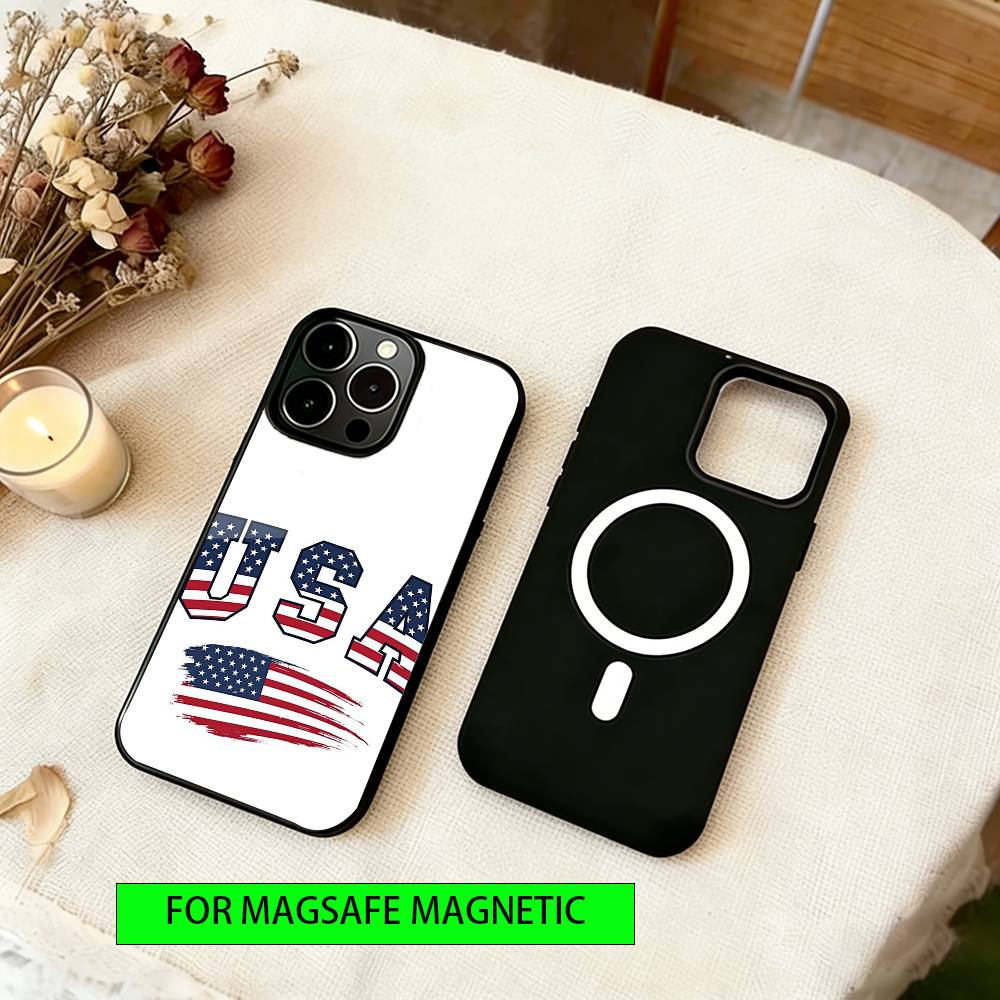 Artistic American Flag Phone Case For iPhone17,16,15,14,13,12,11 Plus,Pro Magnetic For Magsafe Wireless Charging