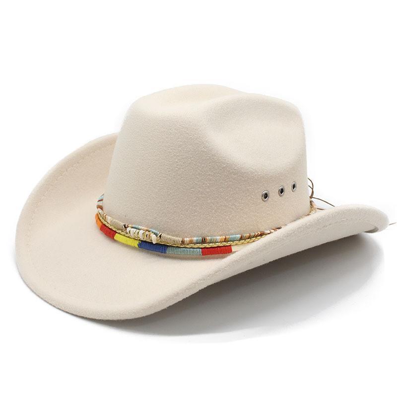 Traditional Western Wool Felt Hat With Large Brim For Outdoor Fashion And Sun Protection