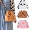 Capybara Plush Bag Kawaii Panda Drawstring Bag Large Capacity Capibara Shoulder Bag Pen Case Cosmetics Camera Storage Bag Gift