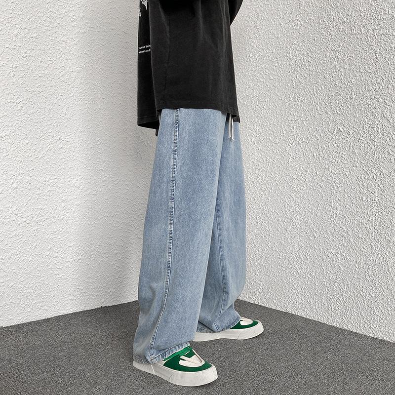 Men S Loose Straight Leg Black Denim Jeans Casual Long Pants