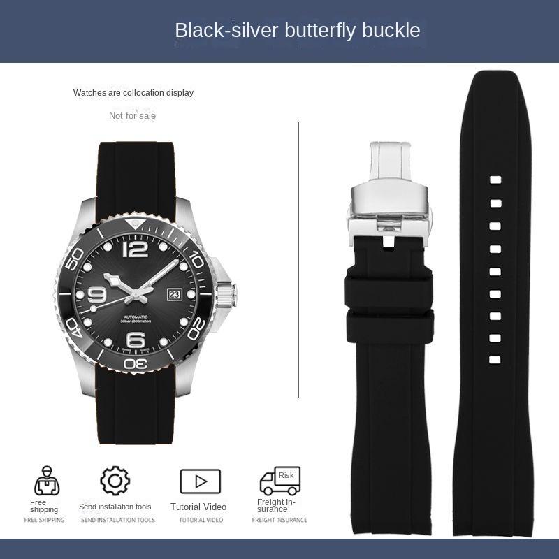 Kautschuk Silikon Armband für Citizen Tissot Seiko Rolex Gebogenes Ende Sport Wasserdicht Uhrenarmband Orange Armband 18/19/20/21/22mm