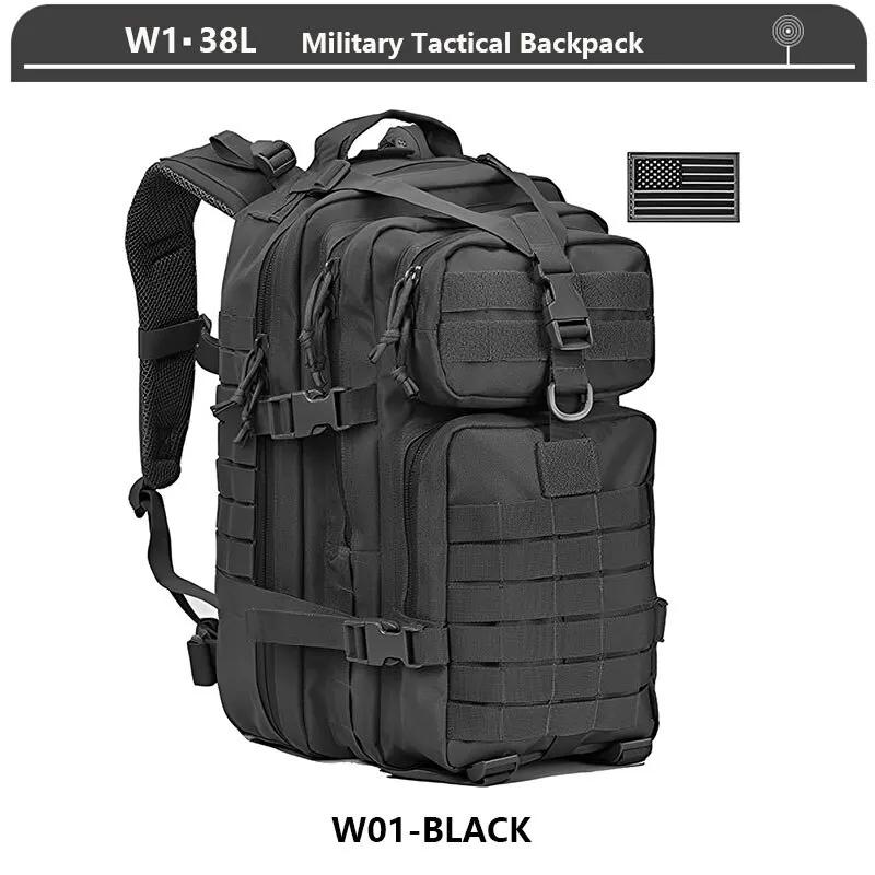 Large Capacity Camouflage Tactical Backpack Outdoor Field Assault Pack Rucksack for Camping Hiking Sports Climbing чёрный