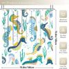 Seahorse Shower Curtain Set With 12 Hooks - Includes Bath Mat, U-Shaped Toilet Mat, Toilet Lid Cover, And Decorative Curtain For