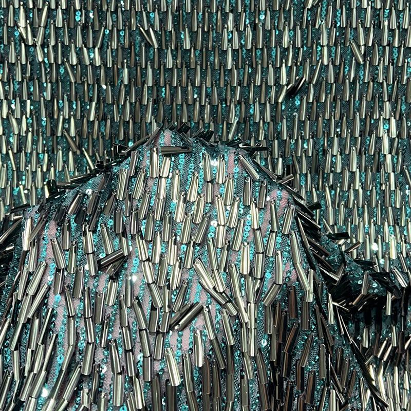 Sequined Embroidery Fabric Sparkly Stretch Stage Costume DIY Dance Dress Fabric by Yard Clothing Evening Gown Sewing Material