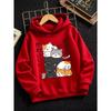 Felpa con Cappuccio per Bambini e Bambine Gatto Giapponese Stampata Kawaii Cartoon Pullover Top con Cappuccio Casual Streetwear Autunno Inverno