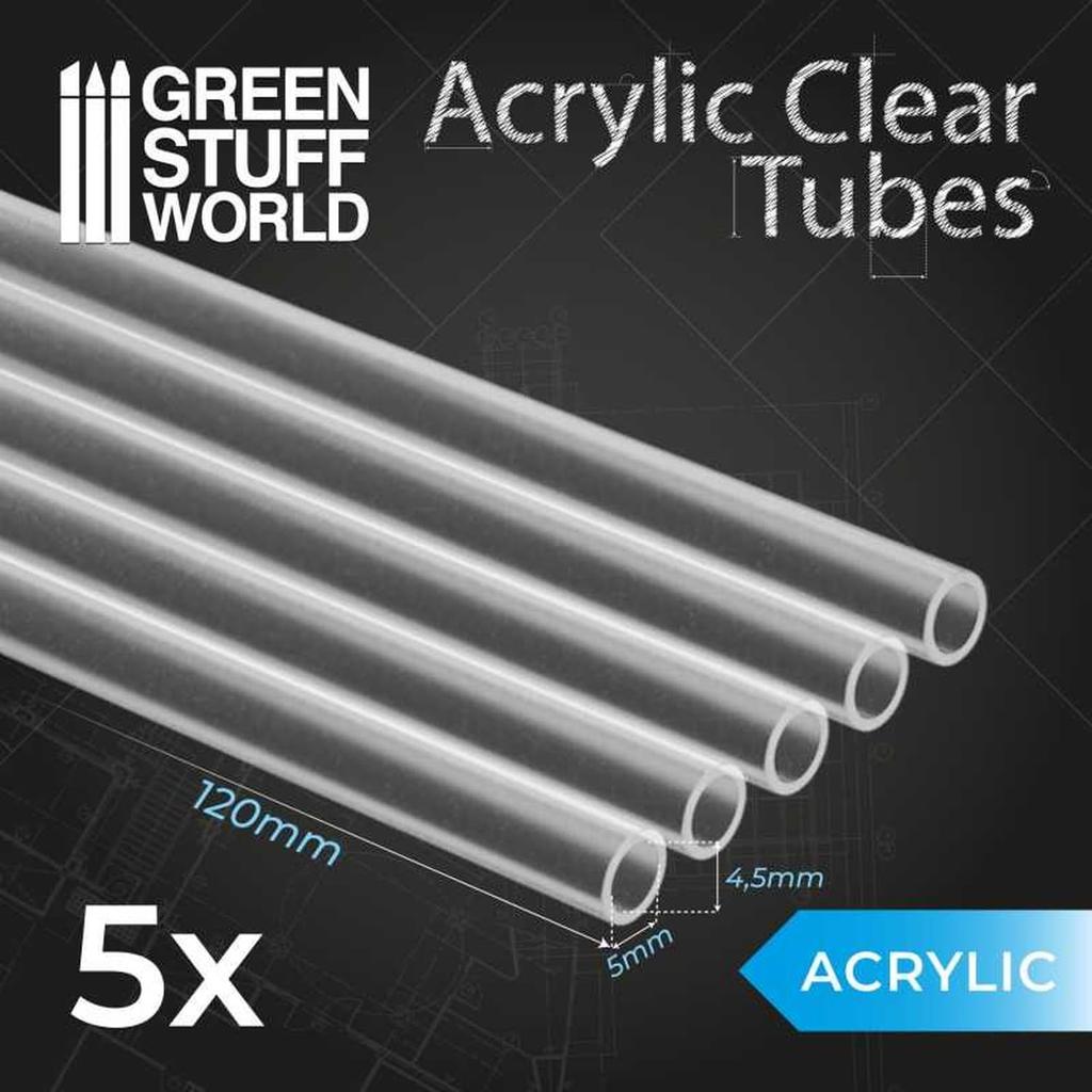 Green Stuff World Acrylic Transparent Pipe Outer Diameter Set of Hobby Set, 5mm, 5, Materials, GSWD-10964