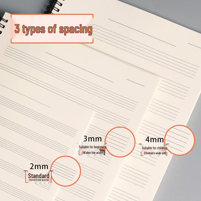 A4 Wide-Spaced Music Sheet Notebook for Beginners - Loose-Leaf, Thickened, Blank Pages for Children