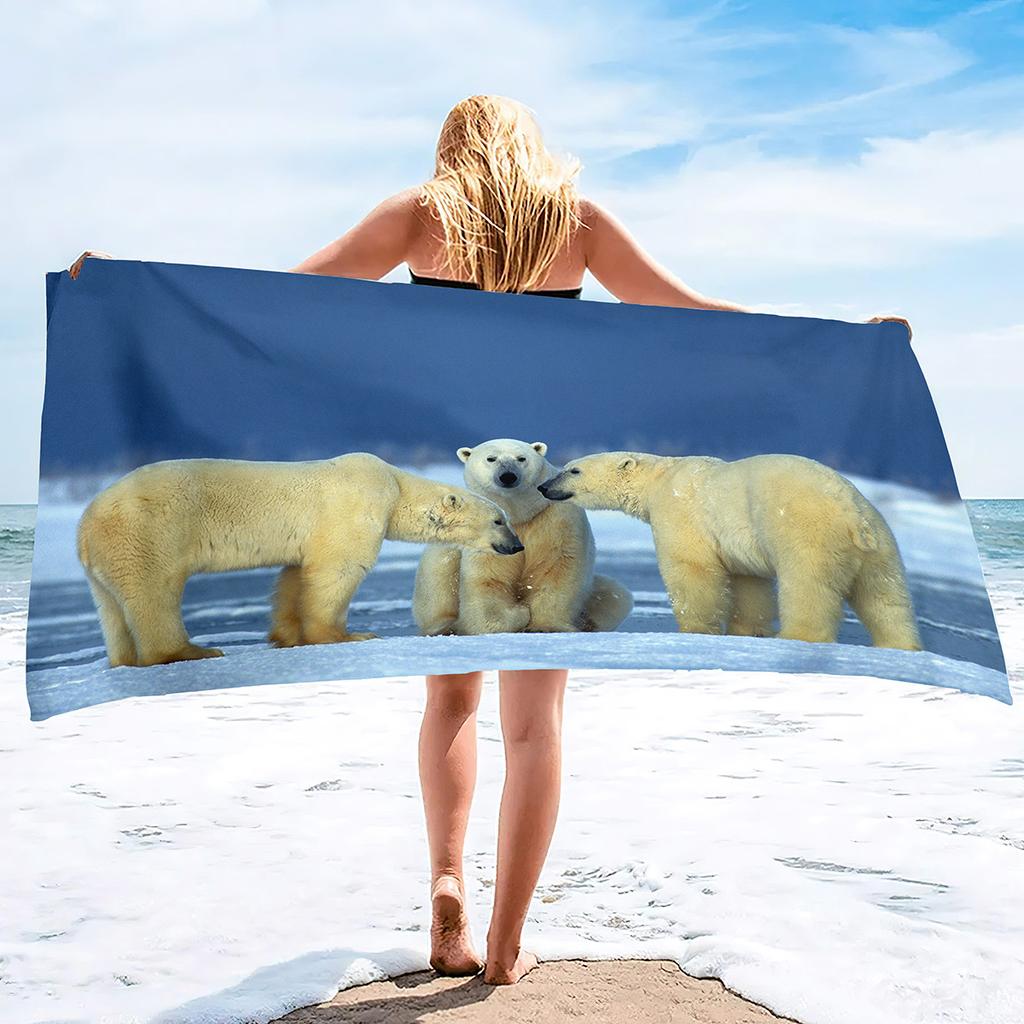 Cute Polar Bear Print Series Seaside Vacation Beach Towel Swimming Bath Towel Sports Towel