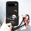 Cute Panda Print Lanyard Case For Google Pixel 10 Pro XL Shockproof Bumper Cover For Pixel 9A 9 Pro 8 7 8A 7A