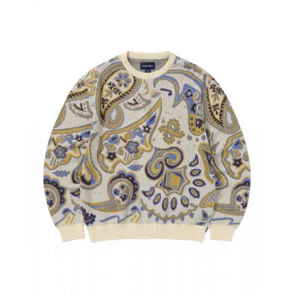 This Isneverthat  ThisIsneverthat  Paisley Jacquard Knit Sweater Ivory S