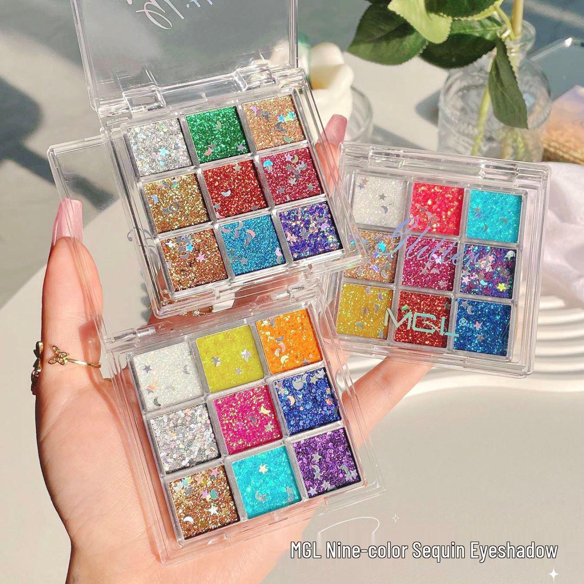 

Kids Gel-Free Glitter Eyeshadow Palette with Self-Adhesive Sequins & Small Diamonds for Children s Day