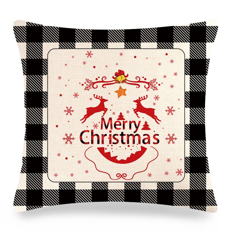 Christmas Checkered Red Letters Digital Printing Short Plush Pillow Covers For Car Sofa Office Cushion Cover Home Goods