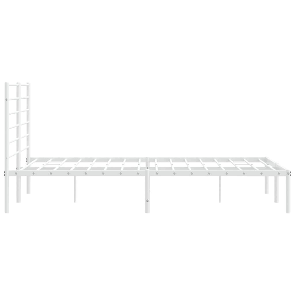 Vidaxl Metalowa Rama Łóżka Z Wezgłowiem, Biała, 135X190 Cm