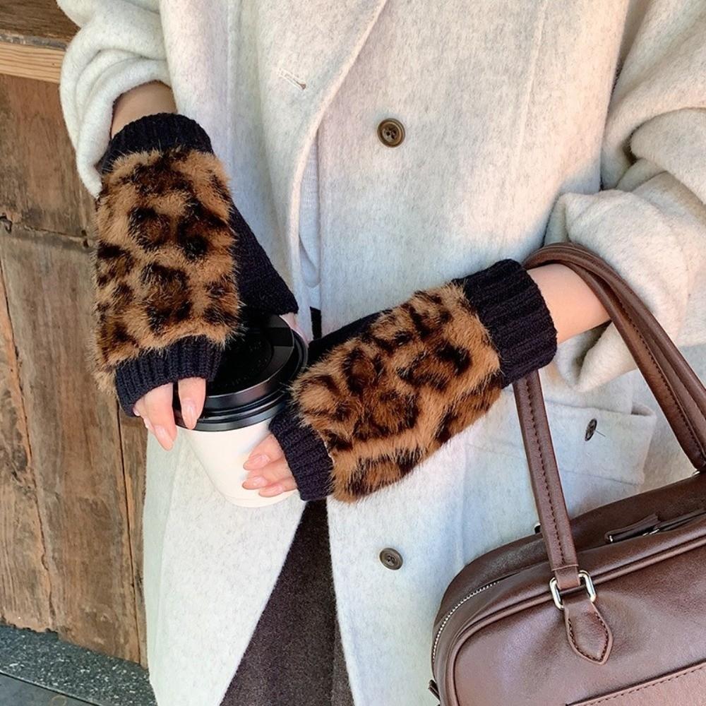 Hands Free Warm Knitted Gloves Thick Half Finger Gloves Fashion Winter Thermal Gloves  For Women
