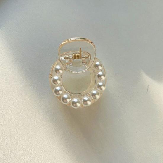 Sweet Mini Round Faux Pearls Hair Clip Non-slip Cross Teeth Back Head Small Hair Claw Styling Hair Accessories