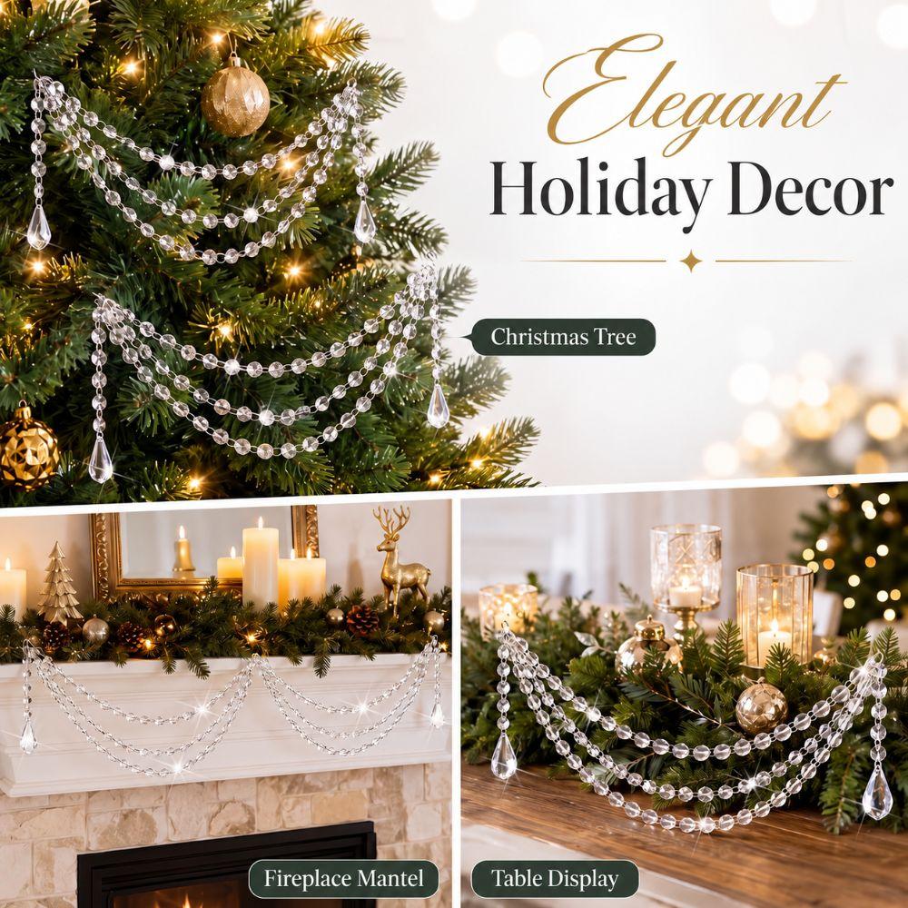 Clear Christmas Tree Hanging Pendant Crystal Bead Christmas Tree Garland Holiday