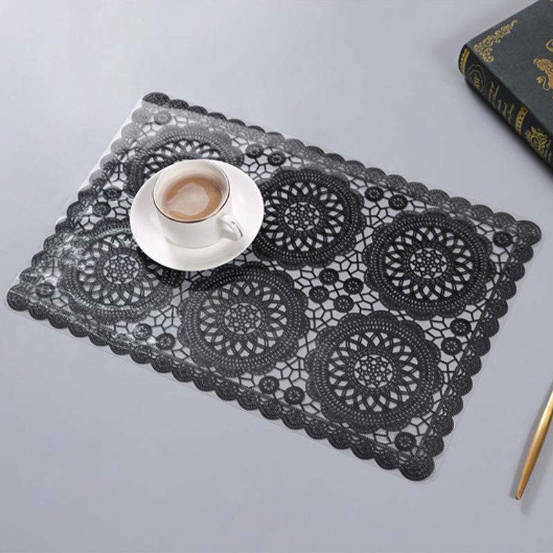 Nordic Style Waterproof Imitation Lace Kitchen Placemat Coaster Soft Home Decor Anti-slip Pvc Pad Dish Mug Coffee Cup Table Mat