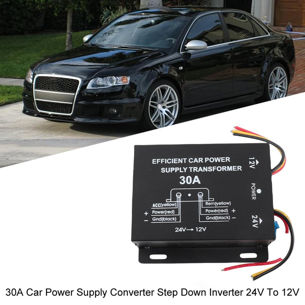 30A Car Power Converter Inverter 24V to 12V Durable Multi-Protection