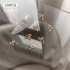 10Pcs Kawaii Bowknot Metal Gold Silver Nail Charms 3D Alloy Bow Tie Jewelry Nail  Decoration Manicure Accessories