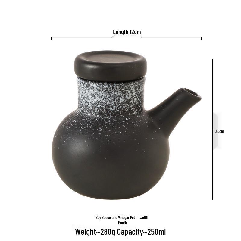 Large Ceramic Vinegar and Soy Sauce Bottle for Japanese Cuisine - Oil and Seasoning Container for Kitchen.