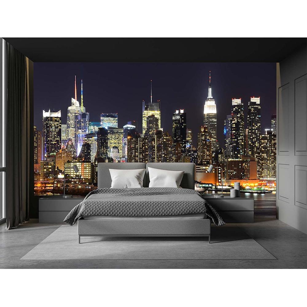 City Photo Wall Mural Night View 3d Wallpaper For Bedroom Living Room Removable Mural