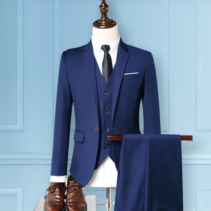 Men's Korean Style Business Suit: Three-Piece Trendy Casual Groomsmen Outfit