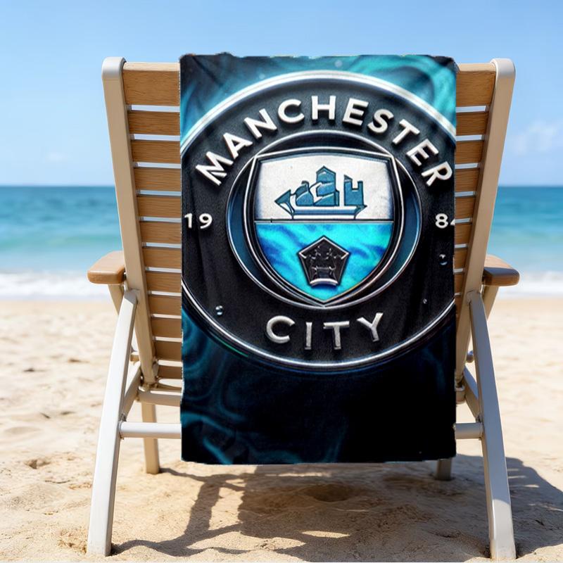 Serviette de Plage Imprimée City Football Club, Microfibre Super Douce, Cadeau Parfait Anniversaire, pour Piscine, Plage, Voyage, pour la famille et les amis