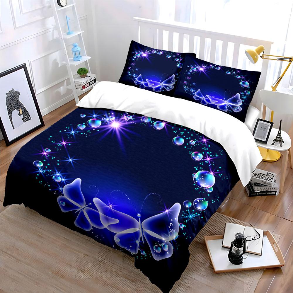 Elegant Butterfly Themed Decorative Set Exquisite Three-Piece Bedding Set Gift For Kids And Adults