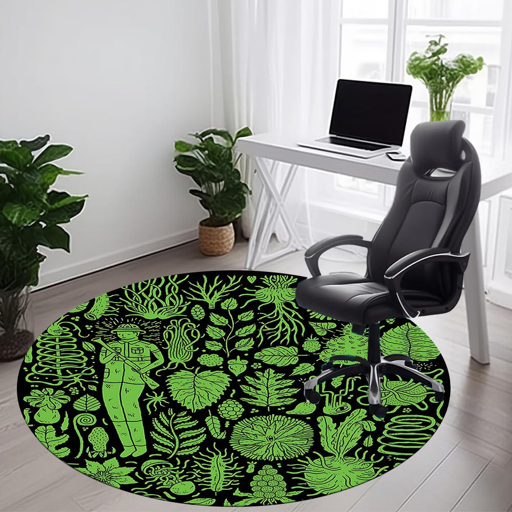 1pc Nature Explorer Office Round Area Rug, Indoor Mat Suitable ForOffice, Under Office Chairs Bedroom Living Room Home Decor, Room Decot039