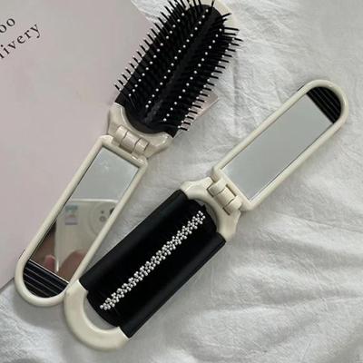 Zusammenklappbarer Haarkamm mit Spiegel Reisebürste Tasche für Erwachsene Kinder