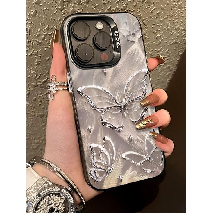 Shiny Butterfly Personality Hard Phone Case for iPhone 15 / 15 Pro Max/ 15 Pro 14/13/12/11/XS Max Simple Cover On iPhone