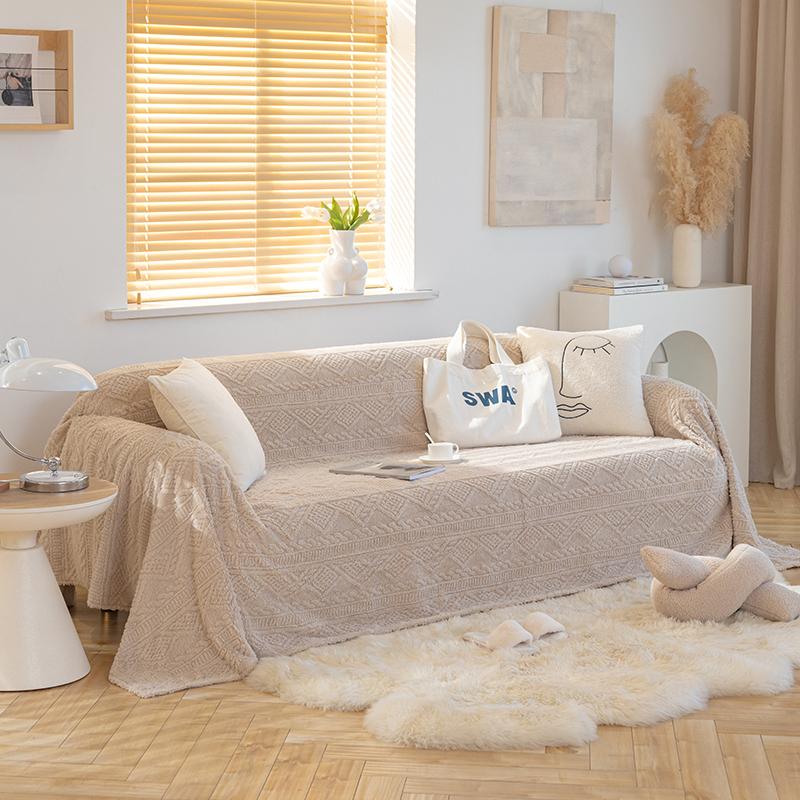 Warm yarn Sofa Towel Thicken Velvet Casual Sectional Sofa Cover Comfortable Sofa Blanket for Pets Anti-slip Protection Solid
