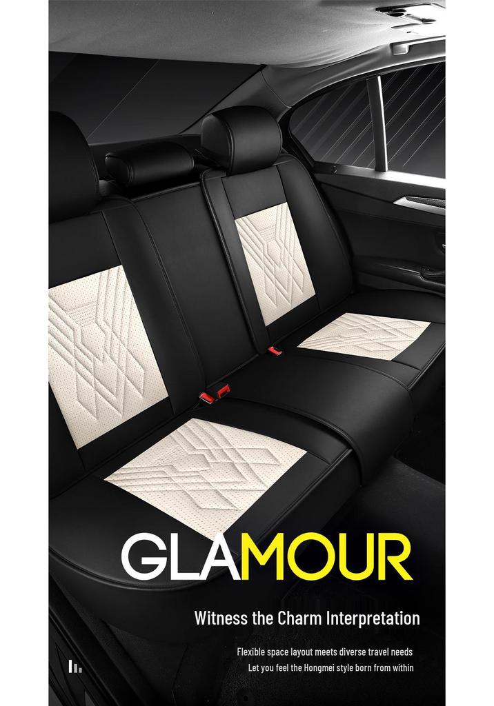 Universal Full Leather Car Seat Covers for All Seasons - Five Seats, Full Coverage with Backrest Cushion