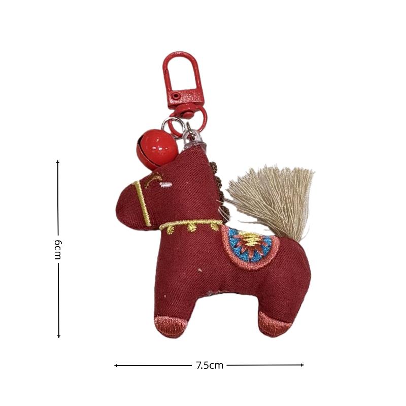 

1Pc Cartoon Red Lucky Pony Keychain Kawaii Backpack Pendant Year Of The Horse Mascot Decoration New Year Gift