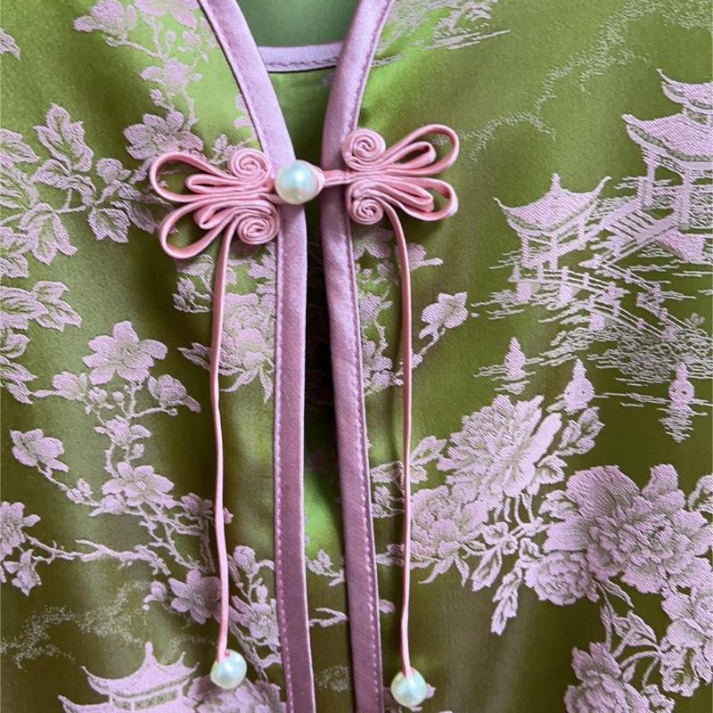 Botões de Tassel de Pérola Tecidos à Mão Estilo Chinês Fivela de Cheongsam Acabamento com Contas Fixador Para Orelha de Coelho Cauda Longa Botões Decorativos