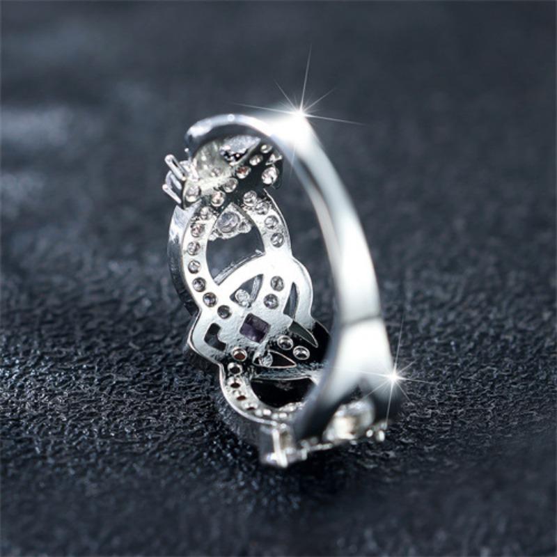 Diamond Studded Rose Gold Heart Ring for Women Fashionable Simple and Versatile New Style