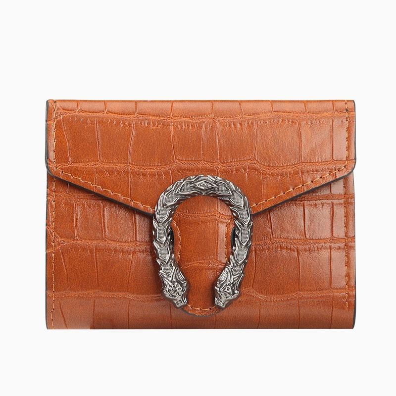 Portafoglio da donna, borsa corta in pelle, portafoglio coccodrillo, piccola pochette a tre ante, portacarte multifunzione multi-carte.