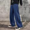 Pantaloni larghi da uomo in denim a gamba dritta, larghi e larghi, con elastico in vita, primavera-autunno