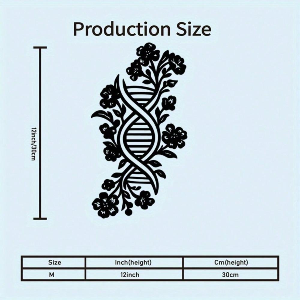 Black Flower DNA Helix Metal Wall Art for Indoor Outdoor Home Office Laboratory Decor Durable Science Gift