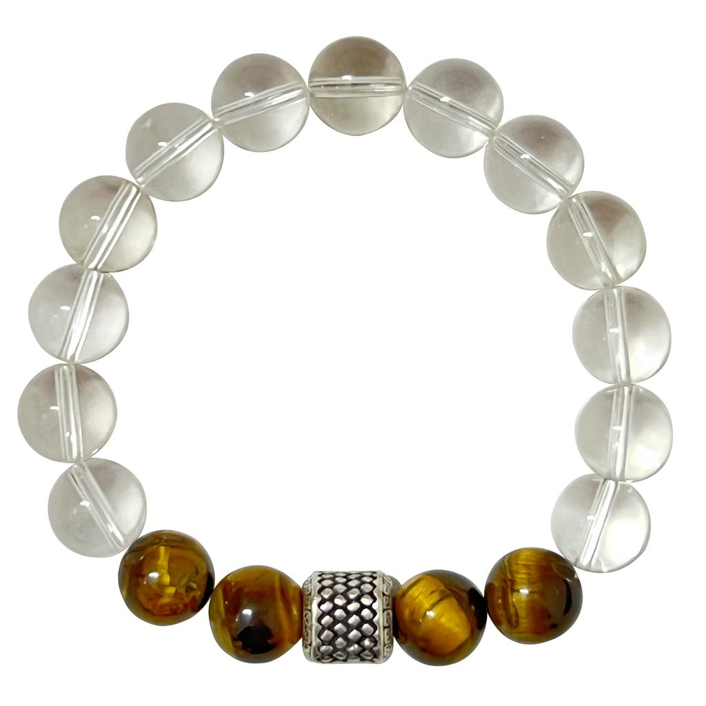 Crystal Beaded Bracelet for Women Natural Tiger Eye Stone 10mm Round Beads Bangle DIY Beading Jewelry Gifts