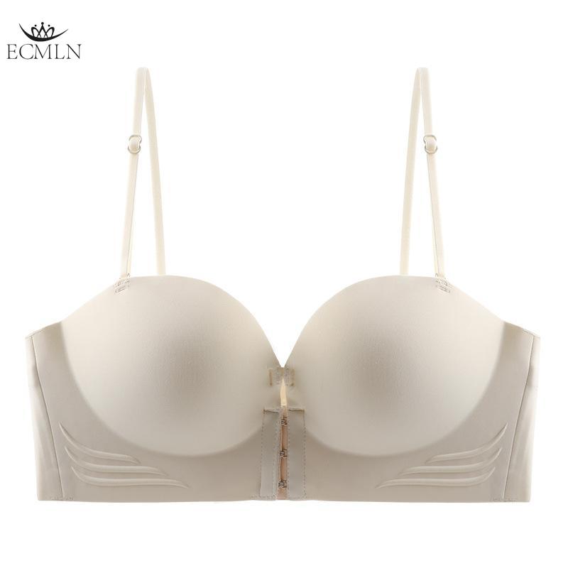 ECMLN Frontspenne Stroppeløs Dame Sexy Push Up BH Tykk Svamp Sklisikker Liten Bryst Samlet Komfortabel Pustende Undertøy BH