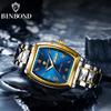 BINBOND B355 Stainless Steel Men Watch Top Quailty Luxury Push Button Hidden Clasp Waterproof Luminous Date Week Sport Men Watch