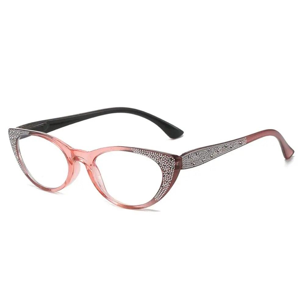 

Блестящие стразы кошачий глаз, анти-синий свет, очки для чтения, защита глаз для мужчин и женщин, элегантные удобные очки + 100 ~ + 400 Strength 300