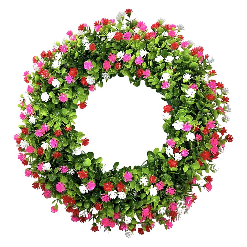 , Colorful Cottage Wreath , Spring/Summer Home Décor, Artificial Wreath Suitable For All Seasons, Festive Front Porch Decoration.