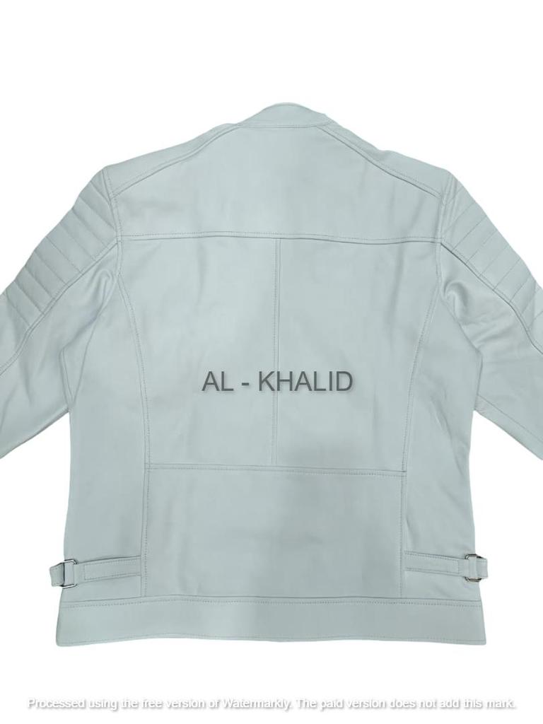 Chaqueta de cuero blanco para hombre, piel de cordero auténtica, hecha a mano, nueva chaqueta para motociclista