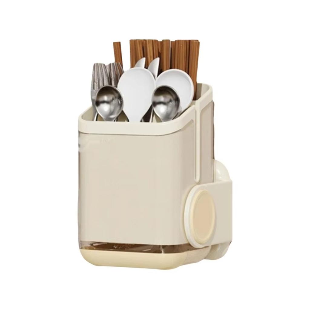 Kitchen Utensil Holder Wall Mounted No Drilling Rotatable Chopsticks Spoon Storage Rack Multipurpose Countertop Organizer for Home